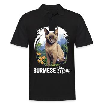 Burmese Cat Burma Katze - Men's Polo Shirt - black - Front - Kai (181cm)