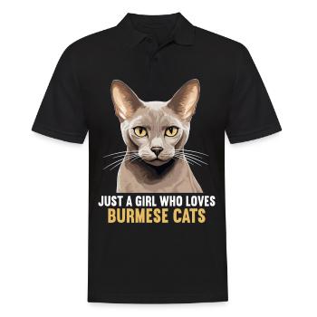 Burmese Cat Burma Katze - Men's Polo Shirt - black - Front - Kai (181cm)