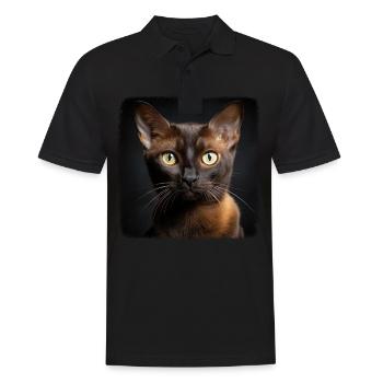 Burmese Cat Burma Katze - Men's Polo Shirt - black - Front - Kai (181cm)