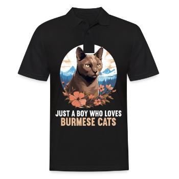 Burmese Cat Burma Katze - Men's Polo Shirt - black - Front - Kai (181cm)