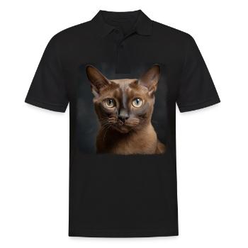 Burmese Cat Burma Katze - Men's Polo Shirt - black - Front - Kai (181cm)