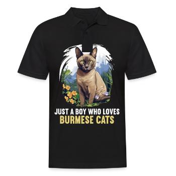 Burmese Cat Burma Katze - Men's Polo Shirt - black - Front - Kai (181cm)