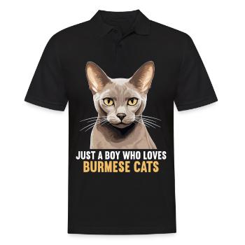 Burmese Cat Burma Katze - Men's Polo Shirt - black - Front - Kai (181cm)