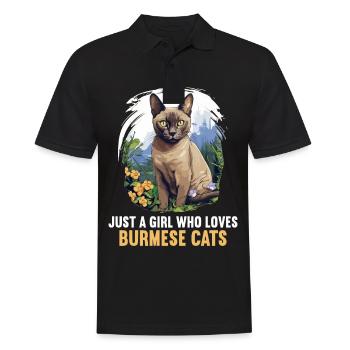 Burmese Cat Burma Katze - Men's Polo Shirt - black - Front - Kai (181cm)