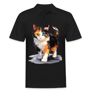 Chat calicot Chat porte-bonheur - Polo Homme - noir - Devant - Kai (181cm)