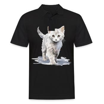 Burmilla Chaton Burmilla Chat - Polo Homme - noir - Devant - Kai (181cm)