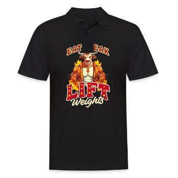 Bodybuilder BBQ Eat Steak Lift Weight - Men's Polo Shirt - black - Front - Kai (181cm)
