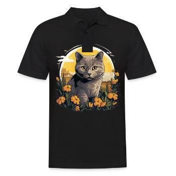 Chartreux Cat Carthusian Cat - Men's Polo Shirt - black - Front - Kai (181cm)