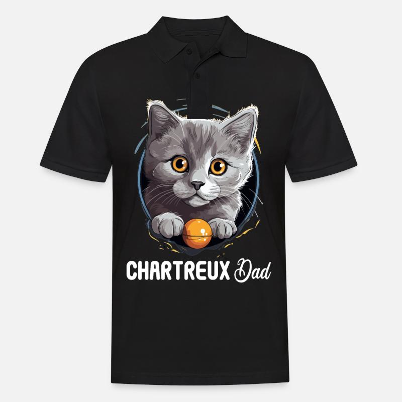 Chat Chartreux Chat Chartreux - Polo Homme - noir
