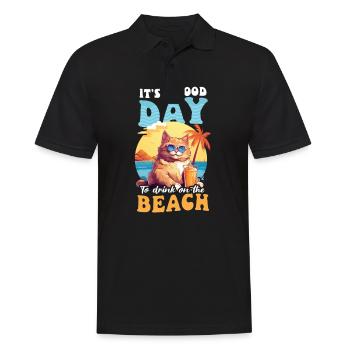 Summer Vacation Good Day To Drink At Beach - Men's Polo Shirt - black - Front - Kai (181cm)
