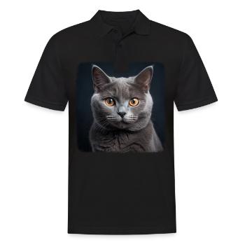 Chartreux Cat Carthusian Cat - Men's Polo Shirt - black - Front - Kai (181cm)