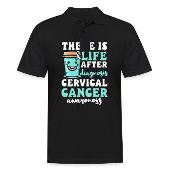 Bewusstsein für Gebärmutterhalskrebs Das Leben nach der Diagnose - Männer Poloshirt - Schwarz - Vorne - Kai (181cm)