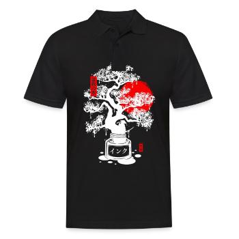 Encre bonsai japonais - Blanc - Polo Homme - noir - Devant - Kai (181cm)