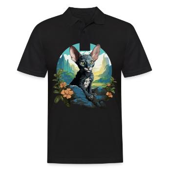 Cornish Rex Kätzchen Cornish Rex Katze - Männer Poloshirt - Schwarz - Vorne - Kai (181cm)