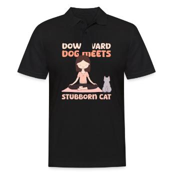 Yoga Instructor Downward Dog Meets Stubborn Cat - Men's Polo Shirt - black - Front - Kai (181cm)