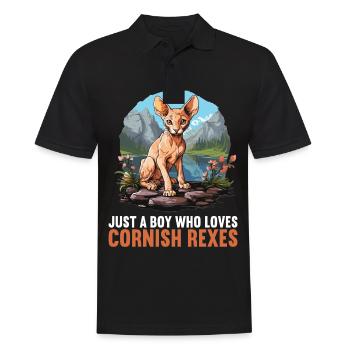 Cornish Rex Kätzchen Cornish Rex Katze - Männer Poloshirt - Schwarz - Vorne - Kai (181cm)