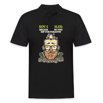 Fabrication de bougies de soja Trop branchées pour la paraffine - Polo Homme - noir - Devant - Kai (181cm)