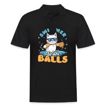Nageur de water-polo avec des ballons - Polo Homme - noir - Devant - Kai (181cm)