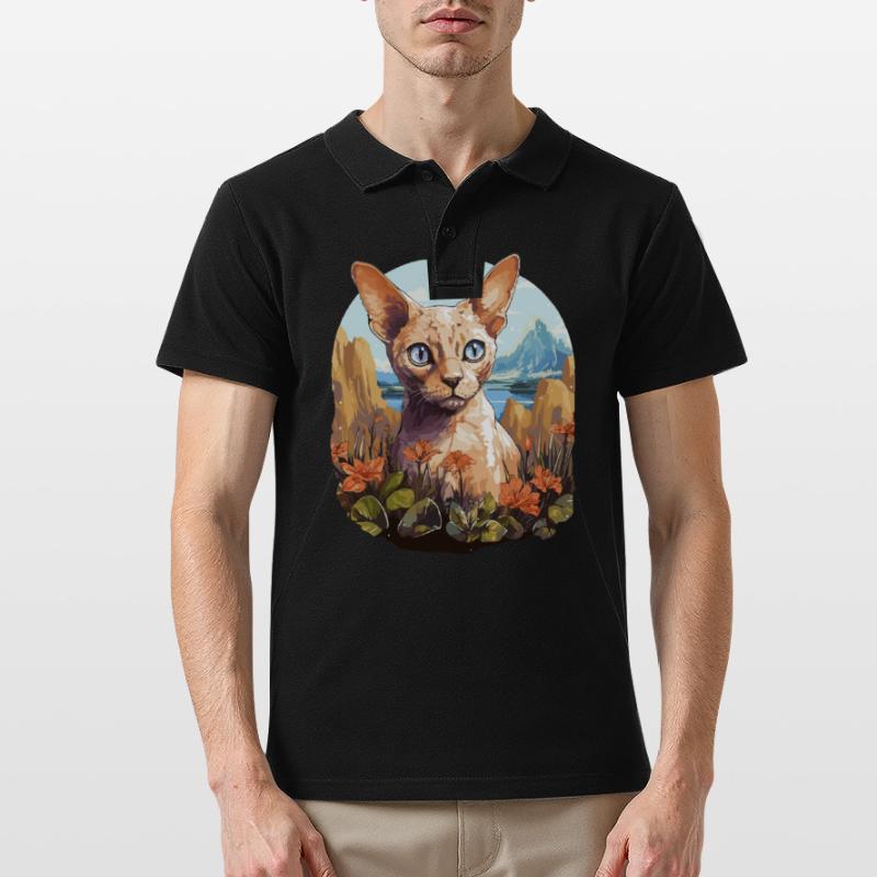 Devon Rex Kätzchen Devon Rex Katze Männer Poloshirt