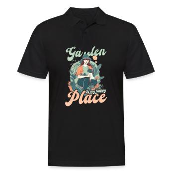 Landschaftsgärtner Garten ist mein Platz - Männer Poloshirt - Schwarz - Vorne - Kai (181cm)