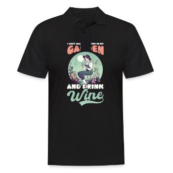 Landschaftsgärtner Arbeit im Garten Wein trinken - Männer Poloshirt - Schwarz - Vorne - Kai (181cm)