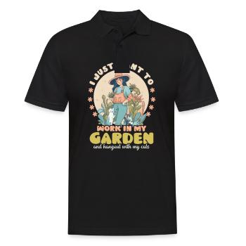 Landschaftsgärtner arbeiten im Garten hängen mit Katzen - Männer Poloshirt - Schwarz - Vorne - Kai (181cm)