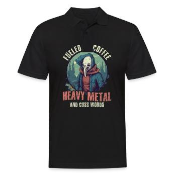 Musique Rock Alimenté Café Heavy Metal Jurons Mots - Polo Homme - noir - Devant - Kai (181cm)