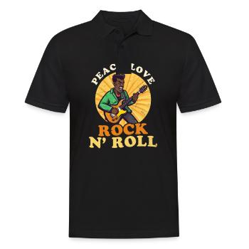 Rockmusik, Frieden, Liebe, Rock'n'Roll - Männer Poloshirt - Schwarz - Vorne - Kai (181cm)