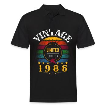 Vintage retro year 1986 sunset - Men's Polo Shirt - black - Front - Kai (181cm)