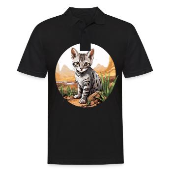 Mau égyptien Chaton Chat égyptien Mau - Polo Homme - noir - Devant - Kai (181cm)