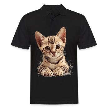 Mau égyptien Chaton Chat égyptien Mau - Polo Homme - noir - Devant - Kai (181cm)