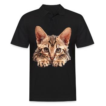 Mau égyptien Chaton Chat égyptien Mau - Polo Homme - noir - Devant - Kai (181cm)