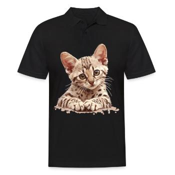 Mau égyptien Chaton Chat égyptien Mau - Polo Homme - noir - Devant - Kai (181cm)