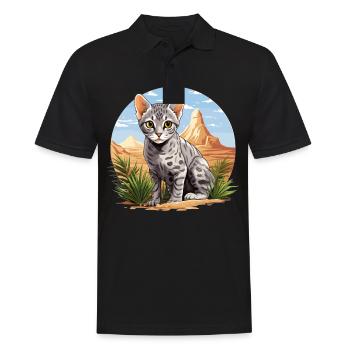 Mau égyptien Chaton Chat égyptien Mau - Polo Homme - noir - Devant - Kai (181cm)