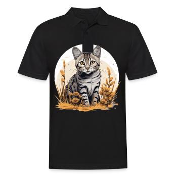 Mau égyptien Chaton Chat égyptien Mau - Polo Homme - noir - Devant - Kai (181cm)