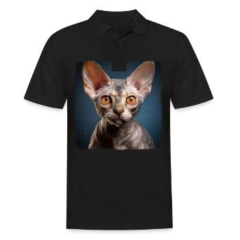Chaton Devon Rex Chat Devon Rex - Polo Homme - noir - Devant - Kai (181cm)