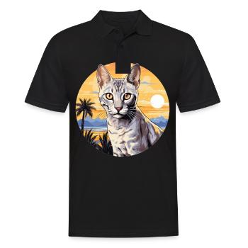 Mau égyptien Chaton Chat égyptien Mau - Polo Homme - noir - Devant - Kai (181cm)