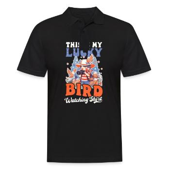 Vogelbeobachter Mein Glücksoutfit zur Vogelbeobachtung - Männer Poloshirt - Schwarz - Vorne - Kai (181cm)