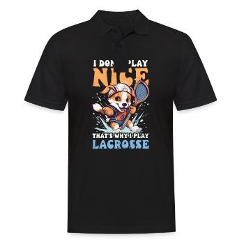 Lacrosse-Trainer spielt nicht nett Warum ich Hund spiele - Männer Poloshirt - Schwarz - Vorne - Kai (181cm)