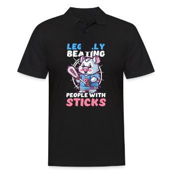 Lacrosse-Trainer verprügelt Menschen legal - Männer Poloshirt - Schwarz - Vorne - Kai (181cm)