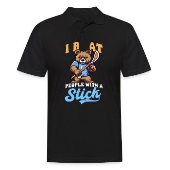 Lacrosse Coach Beat People Stick Bär - Männer Poloshirt - Schwarz - Vorne - Kai (181cm)