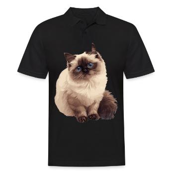 Himalayan Cat Colourpoint Katze - Men's Polo Shirt - black - Front - Kai (181cm)