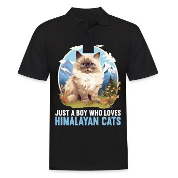 Himalayan Cat Colourpoint Katze - Men's Polo Shirt - black - Front - Kai (181cm)
