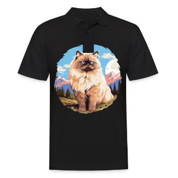 Himalayan Cat Colourpoint Katze - Men's Polo Shirt - black - Front - Kai (181cm)