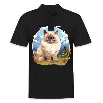 Himalayan Cat Colourpoint Katze - Men's Polo Shirt - black - Front - Kai (181cm)
