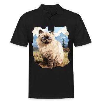 Himalayan Cat Colourpoint Katze - Men's Polo Shirt - black - Front - Kai (181cm)