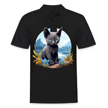 Korat Chaton Korat Chat - Polo Homme - noir - Devant - Kai (181cm)