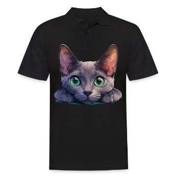 Korat Chaton Korat Chat - Polo Homme - noir - Devant - Kai (181cm)