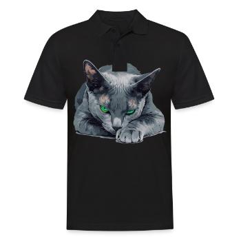 Korat Chaton Korat Chat - Polo Homme - noir - Devant - Kai (181cm)