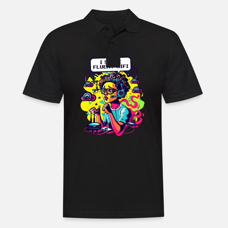 Netzwerktechnik Ich spreche fließend Wi-Fi - Männer Poloshirt - Schwarz